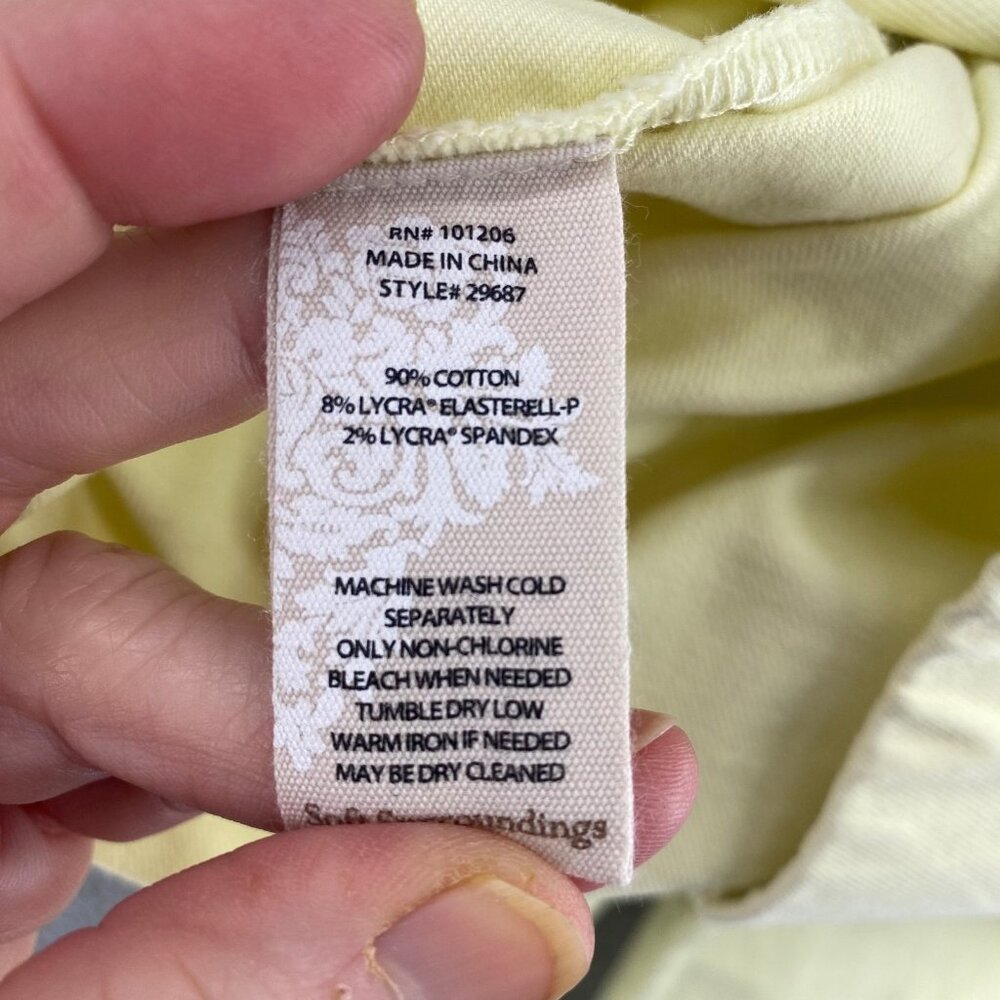 Soft Surroundings Light Yellow Skinny Pants with Button Hem - Picture 6 of 11